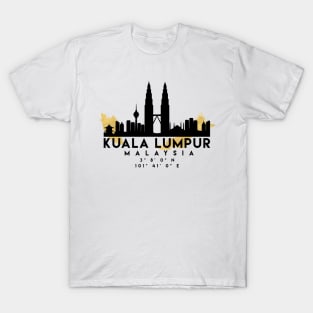 Kuala Lumpur Malaysia Skyline Map Art T-Shirt